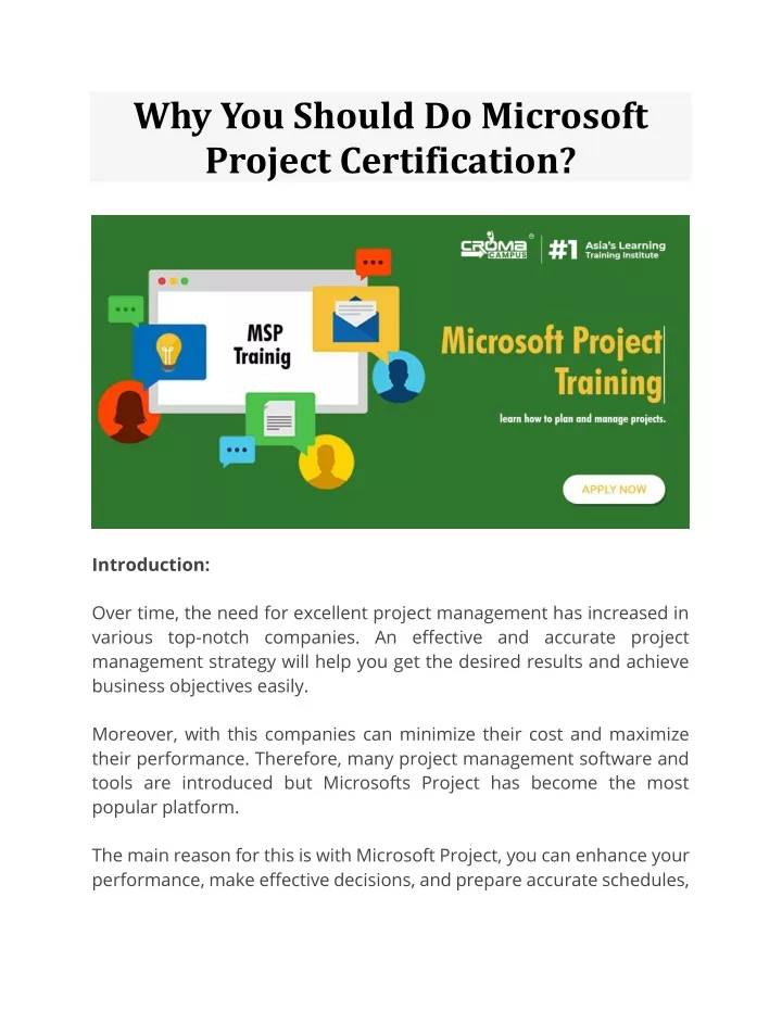 why you should do microsoft project certification