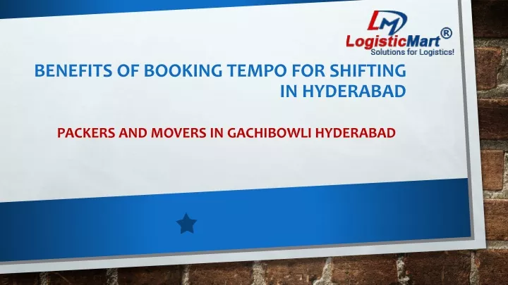 benefits of booking tempo for shifting in hyderabad