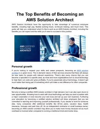 the top benefits of becoming an aws solution