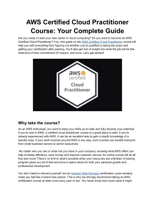 aws certified cloud practitioner course your