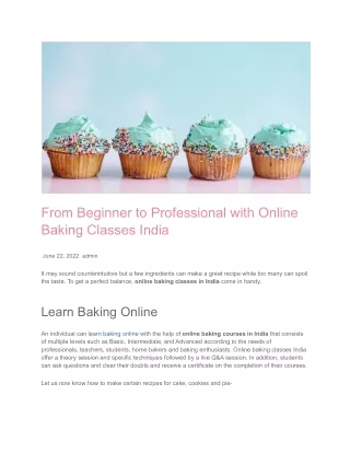 From Beginner to Professional with Online Baking Classes India