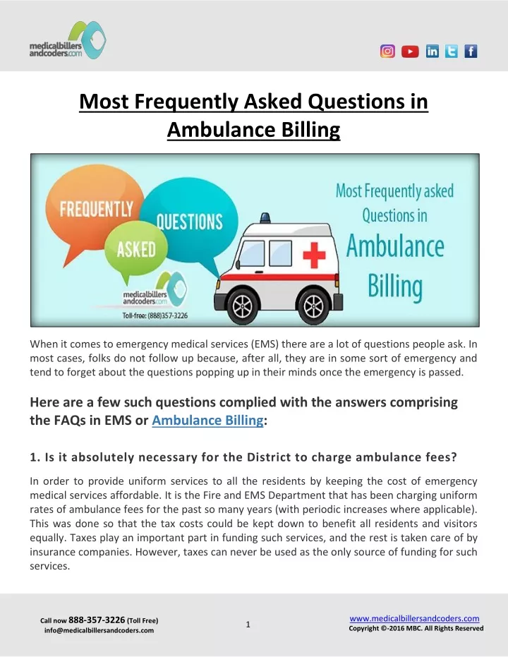 most frequently asked questions in ambulance