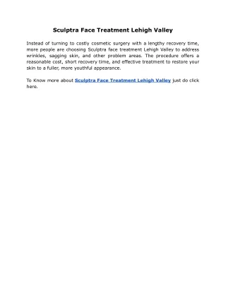 Sculptra Face Treatment Lehigh Valley