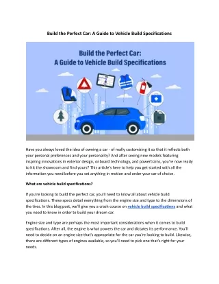 Build the Perfect Car_ A Guide to Vehicle Build Specifications