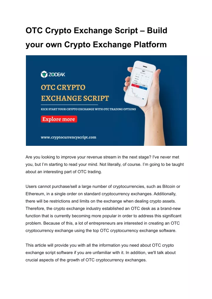 otc crypto exchange script build