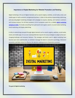 Importance of Digital Marketing for Website Promotion and Ranking