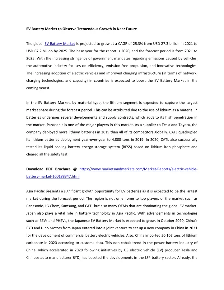 ev battery market to observe tremendous growth