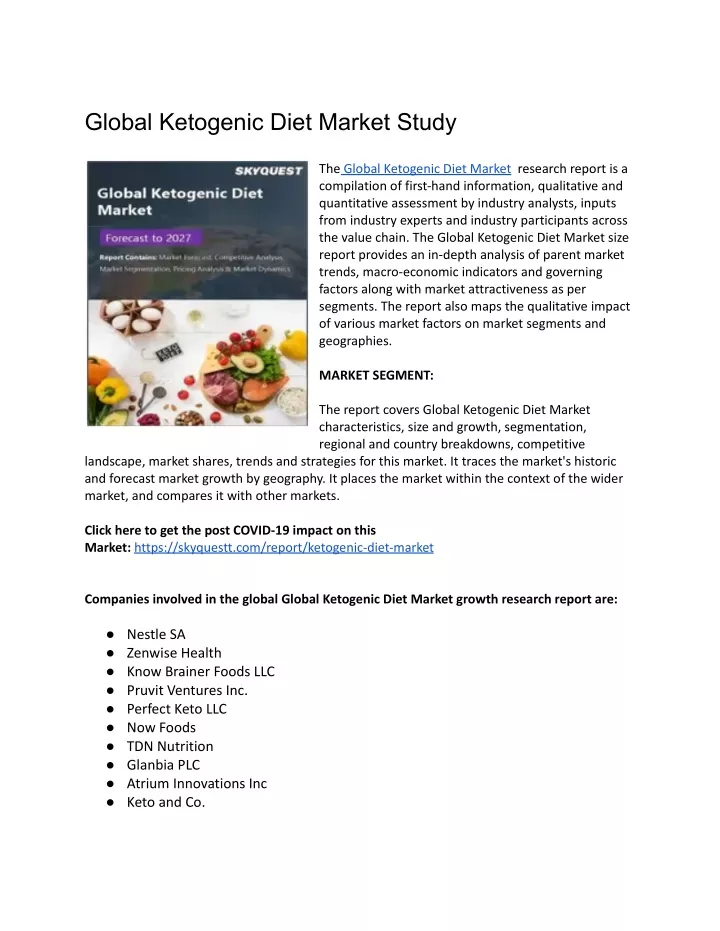 global ketogenic diet market study