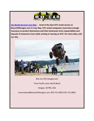 Atv Rental Services Coos Bay  Boxcarhilloregon.com