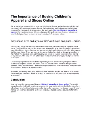 Buying children's apparel and shoes