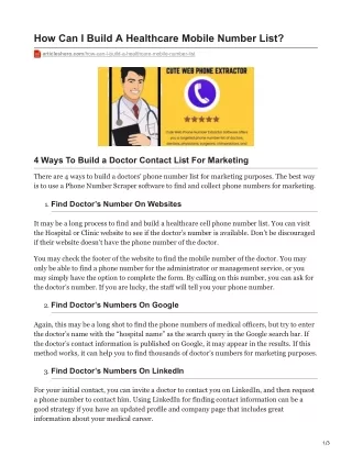 how can i build a healthcare mobile number list