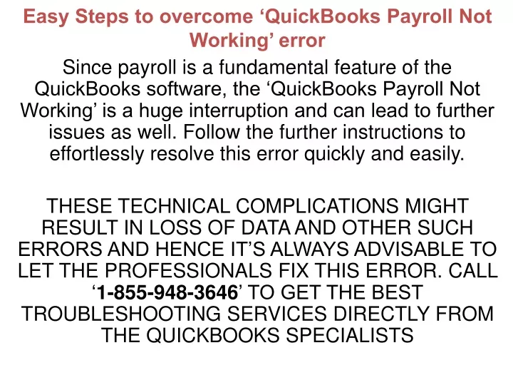 easy steps to overcome quickbooks payroll not working error