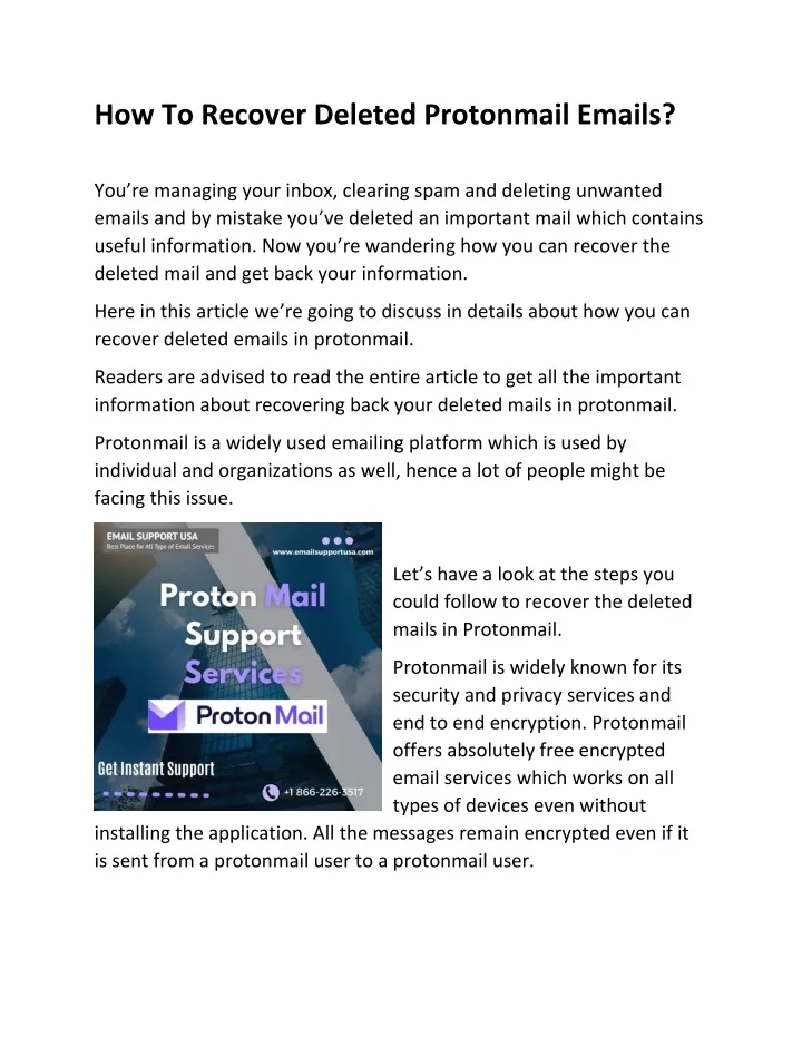 how to recover deleted protonmail emails