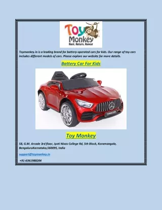 Battery Car for Kids  Toymonkey.in
