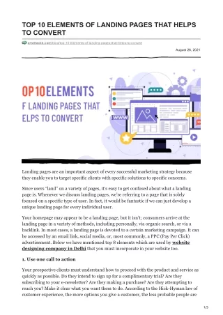 top 10 elements of landing pages that helps