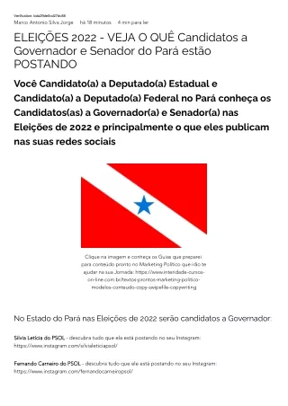 ELEIÇÕES 2022 - VEJA O QUÊ Candidatos a Governador e Senador do Pará estão POSTANDO