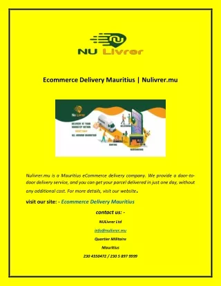 Ecommerce Delivery Mauritius