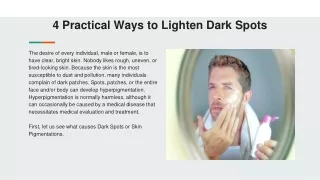 4 practical ways to lighten dark spots