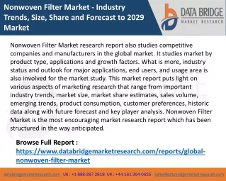 Nonwoven Filter Market  - Industry Trends, Size, Share and Forecast to 2029 Market