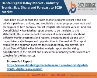 Dental Digital X-Ray Market - Industry Trends, Size, Share and Forecast to 2029 Market