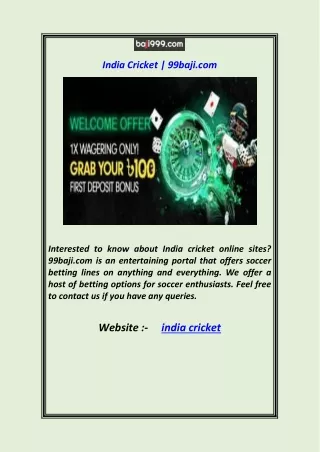 India Cricket  99baji.com