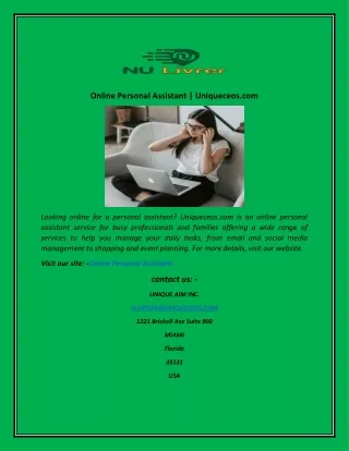 online personal assistant uniqueceos com