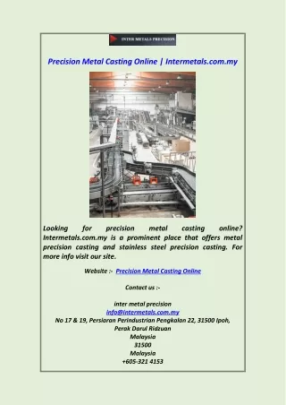 precision metal casting online intermetals com my