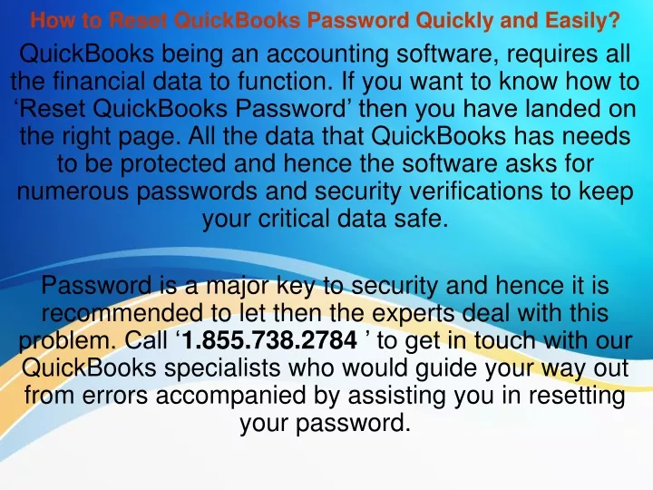 how to reset quickbooks password quickly and easily