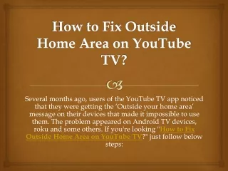 How to Fix Outside Home Area on YouTube TV?