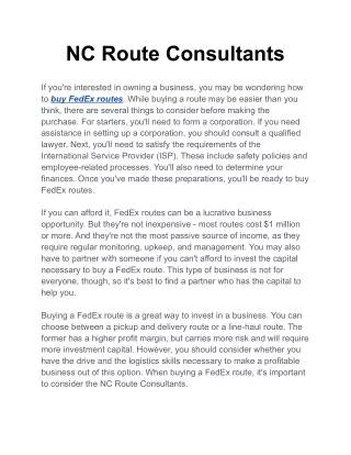 NC Route Consultants