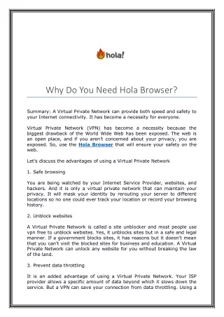 why do you need hola browser