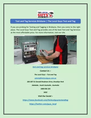 test and tag services brisbane the local guys