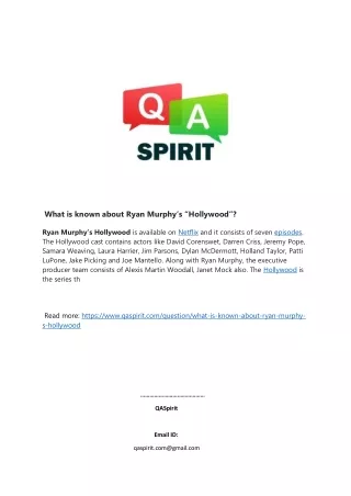 what is known about ryan murphy s hollywood