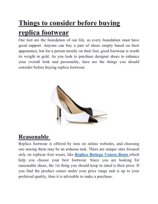 Things to consider before buying replica footwear