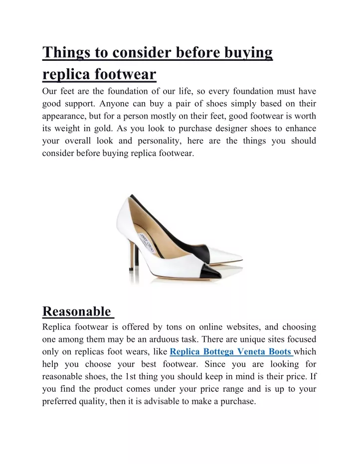 things to consider before buying replica footwear