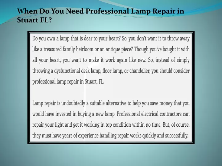 when do you need professional lamp repair