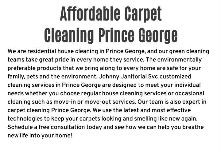 affordable carpet cleaning prince george