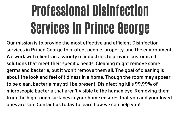 professional disinfection services in prince