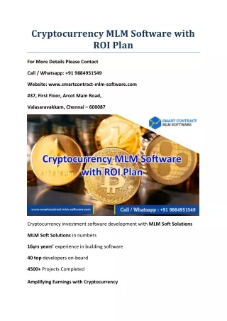 cryptocurrency mlm software with roi plan