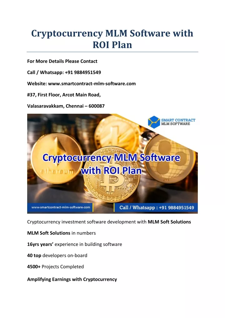 cryptocurrency mlm software with roi plan