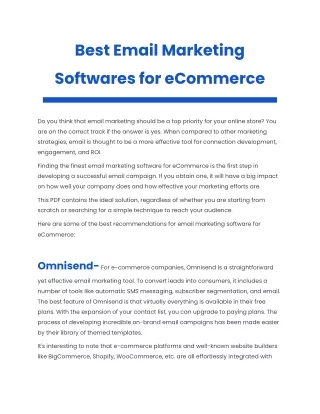 Best Email Marketing Software For eCommerce