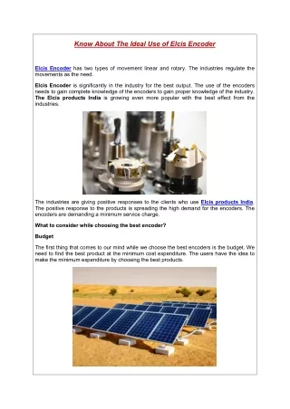 know about the ideal use of elcis encoder