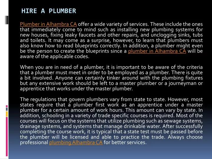 hire a plumber