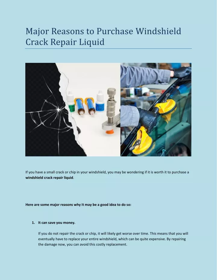 major reasons to purchase windshield crack repair