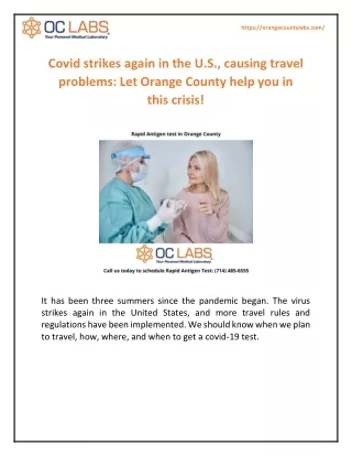 Covid strikes again in the U.S., causing travel problems