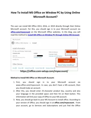 how to install ms office on window pc by using