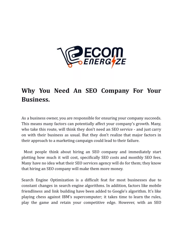 why you need an seo company for your business