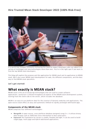 hire trusted mean stack developer 2022 100 risk