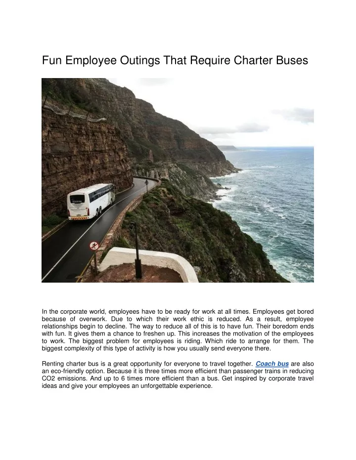 fun employee outings that require charter buses