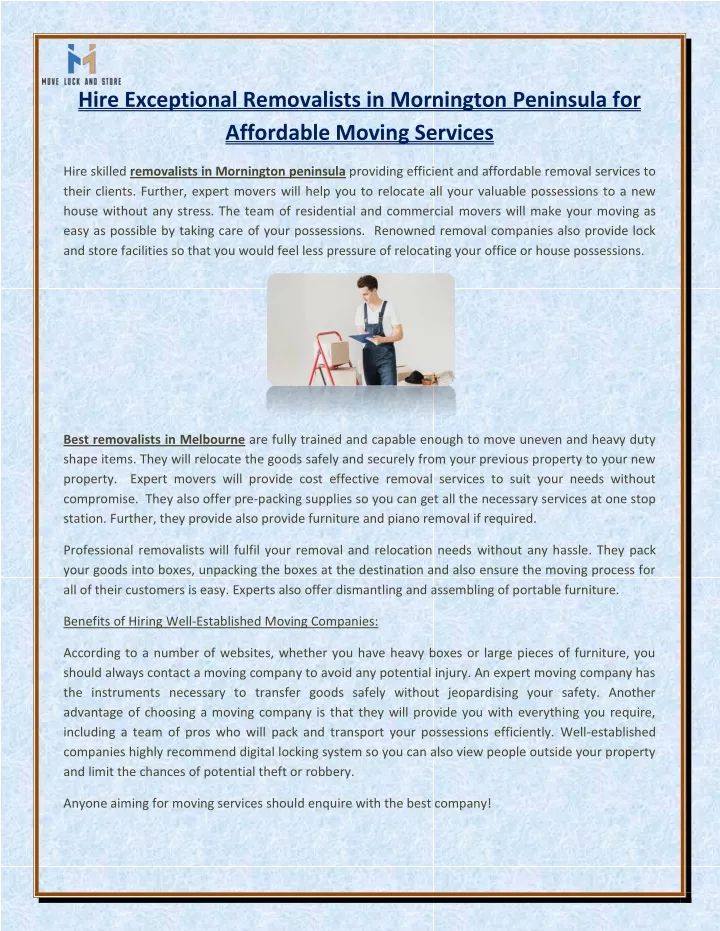 hire exceptional removalists in mornington